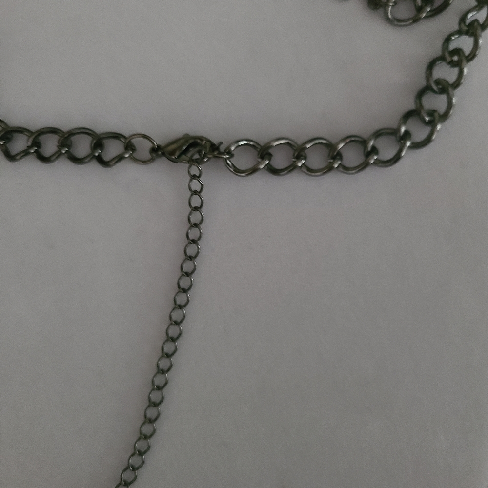 3-Strand Statement Necklace,  Black/Gray, Gunmetal - Picture 4 of 6